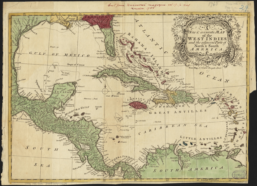 A new & accurate map of the West Indies and the adjacent parts of North & South America (1755) by William Richard Seale