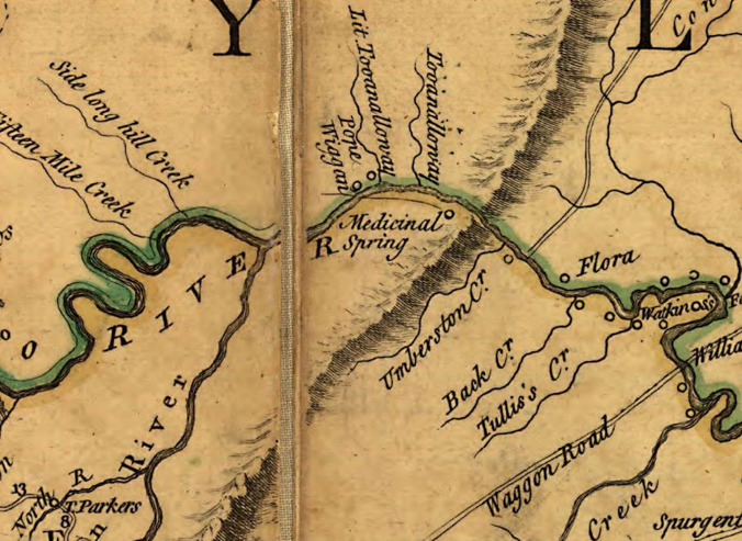 Enlargement of Fry-Jefferson Map showing Medicinal Spring