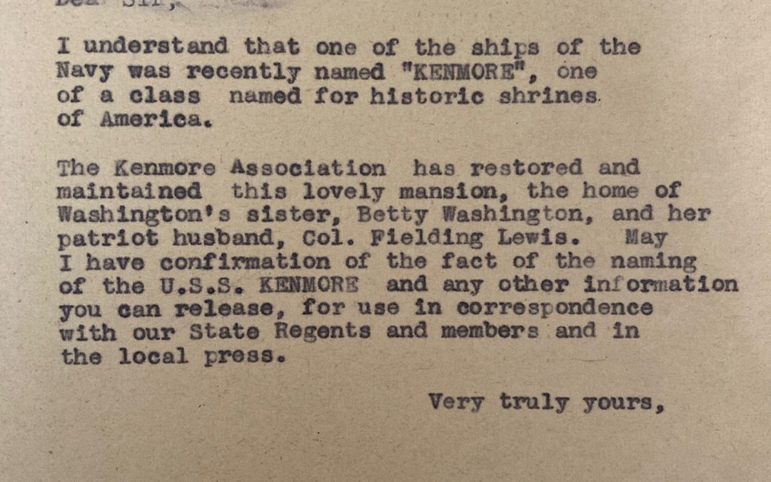 Kenmore Goes to Sea: Ship Naming in the US Navy