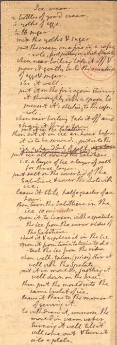Thomas Jefferson's written ice cream recipe