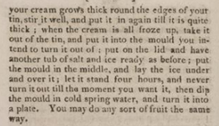 printed text of how to make ice cream