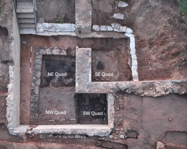 Cellar 2025 Excavation of cellar showing all four quads and walls.